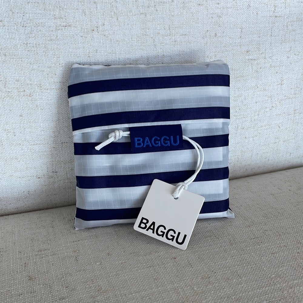 Baggu — Blue/White Striped Water Resistant Reusable Bag